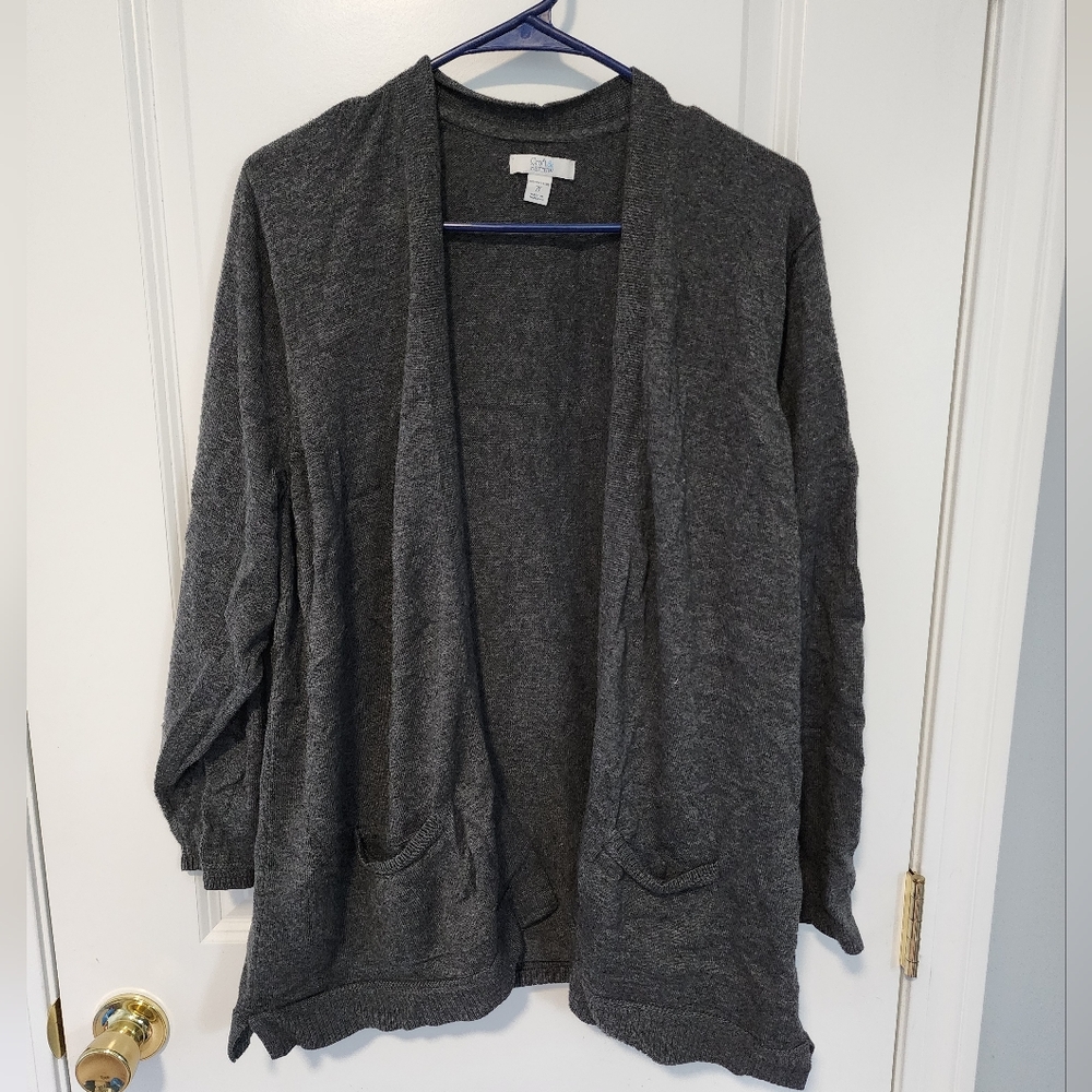 Croft & Barrow Charcoal Open Front Cardigan